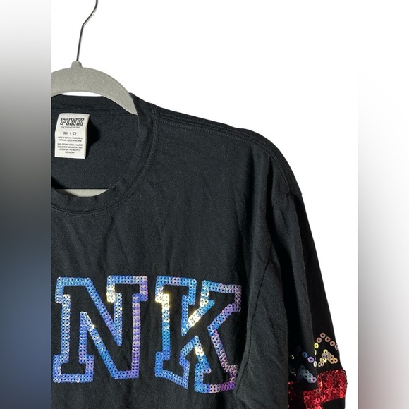 Victoria’s Secret PINK Sequin Holiday Long Sleeve Shirt Black Size XS - Picture 7 of 8